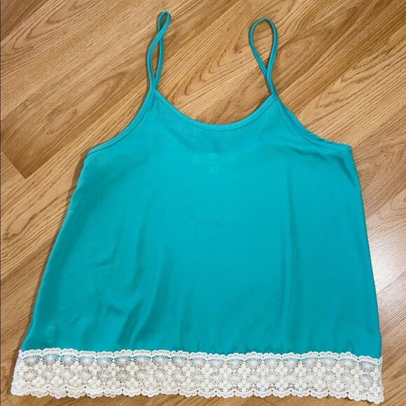 Unbranded Tops - Annabella USA Teal Lace Trim Top Camisole Small Made in USA Layering